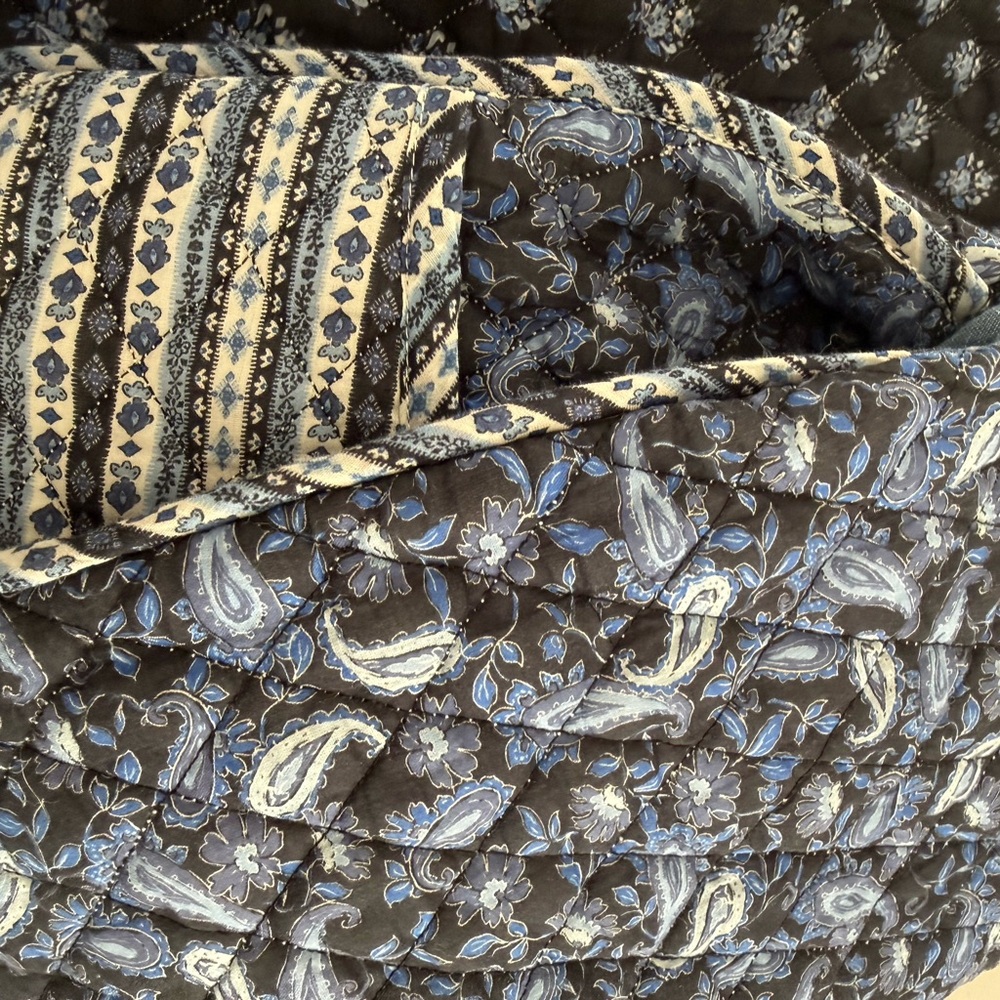 Blue Patterned Quilted Jacket - Picture 6 of 7